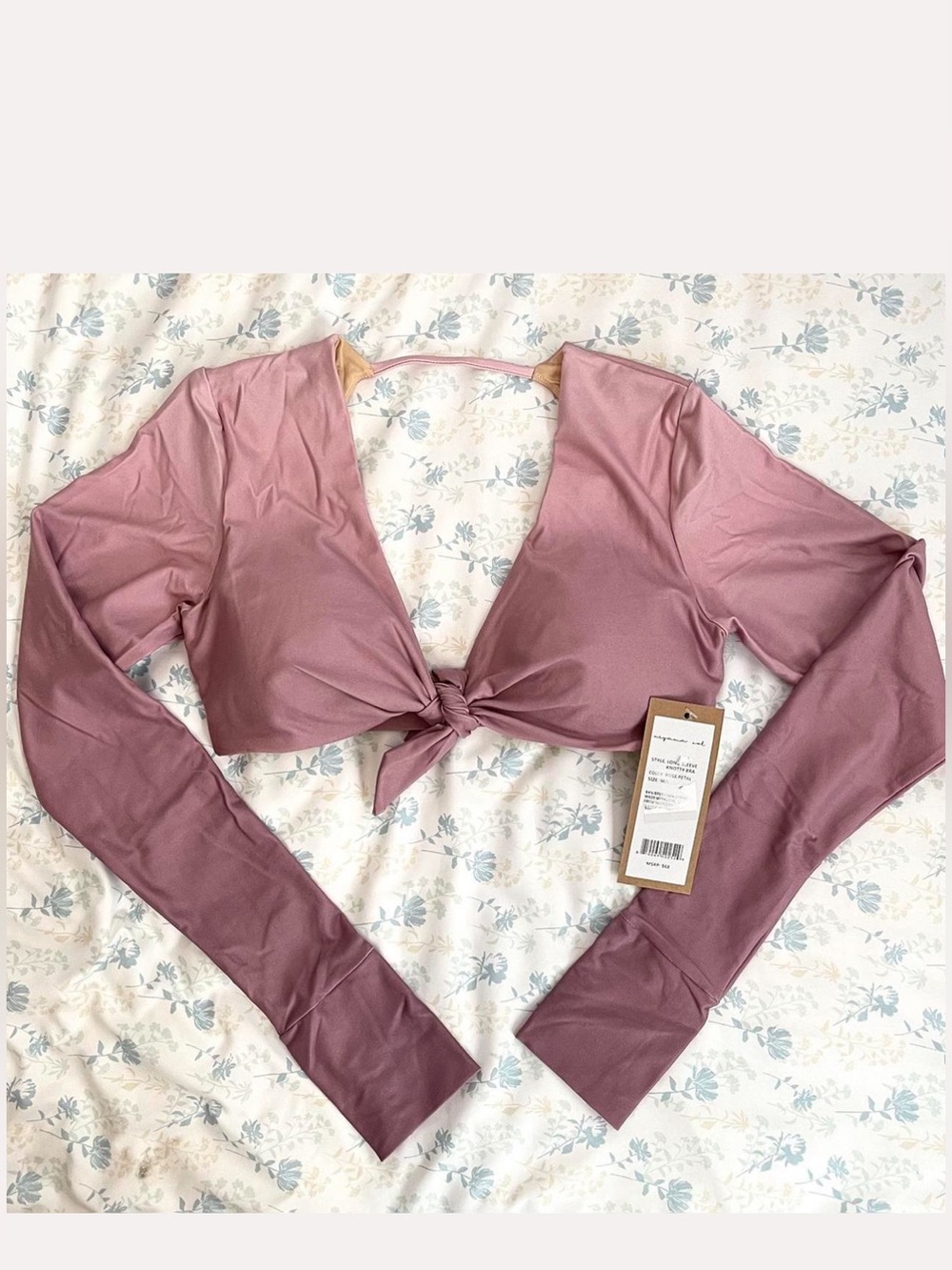 Niyama Sol Mauve Long-Sleeve Tie-Front Crop Top